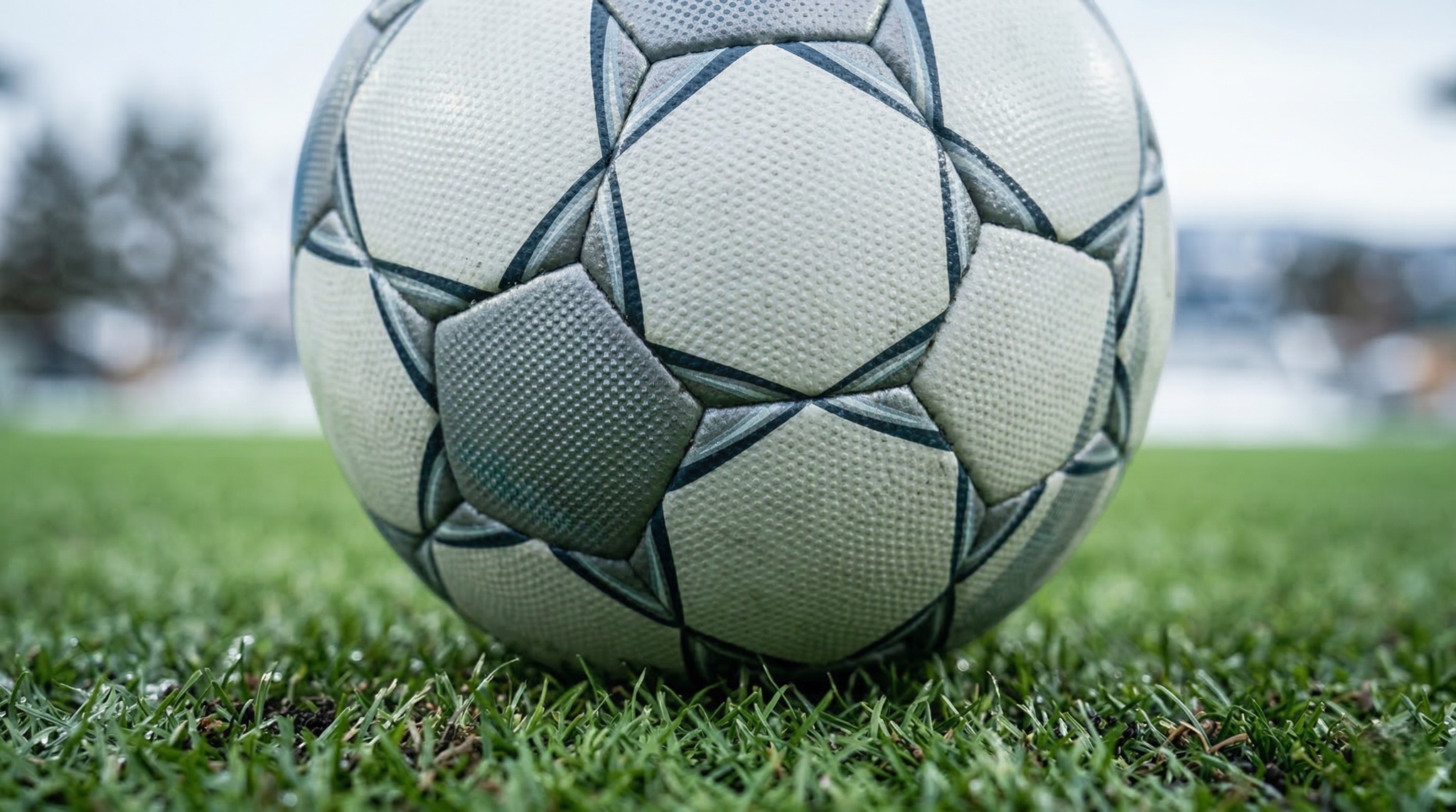 Fotball på gress som viser struktur og paneler