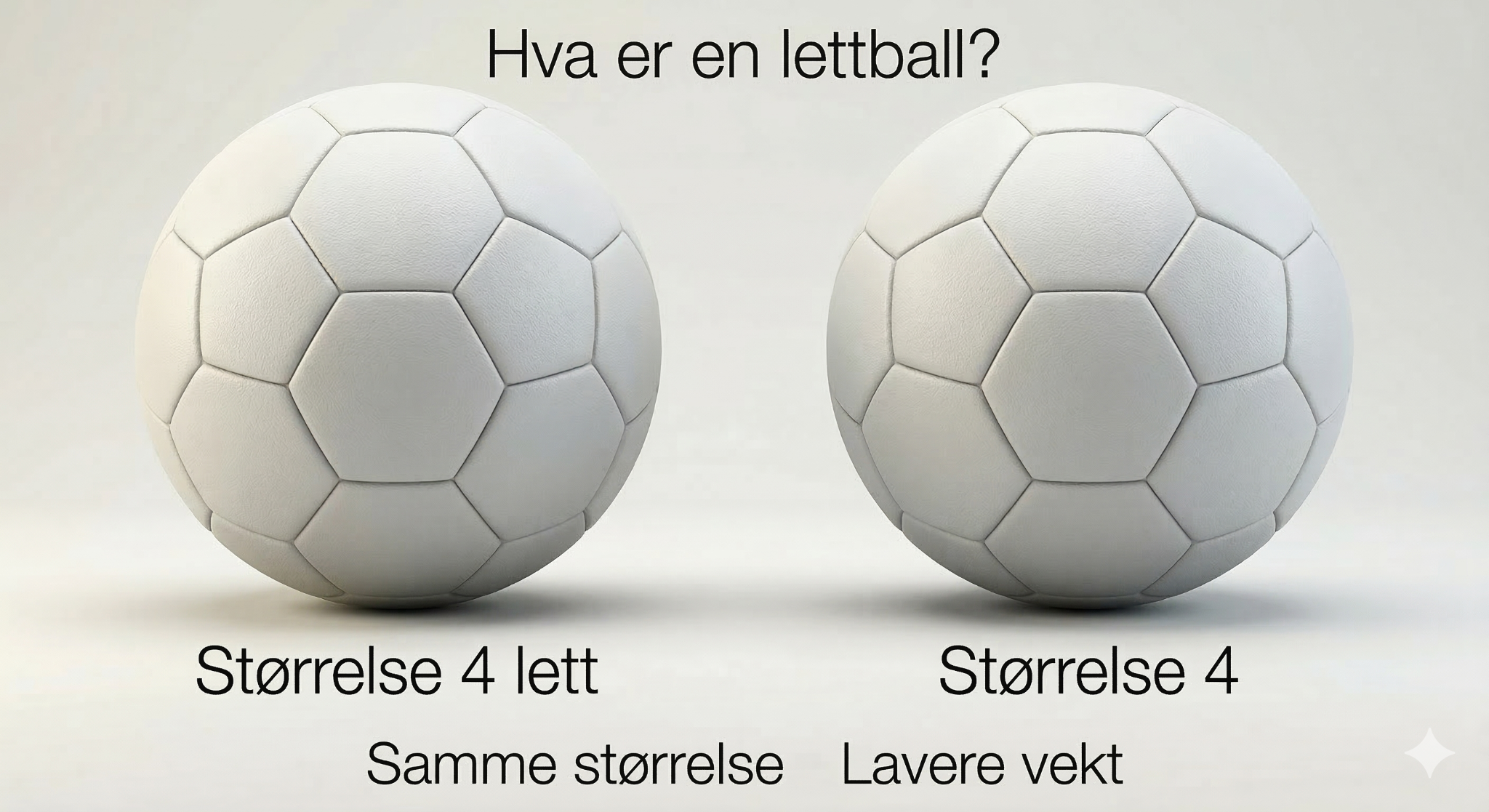 Fotball lettball størrelse 4 sammenlignet med vanlig størrelse 4