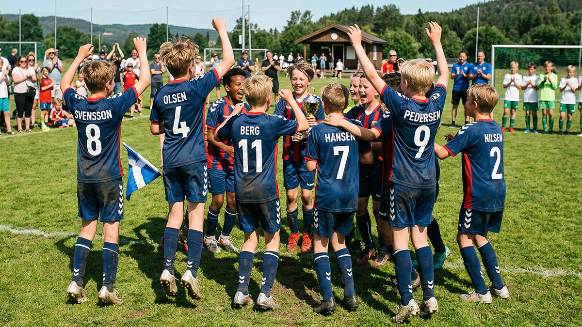 Lag med drakter og trykk klare til kamp